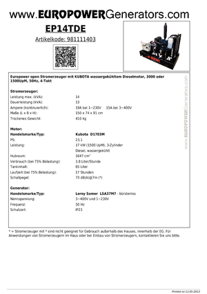 Generatori diesel Europower EP14TDE (LS)