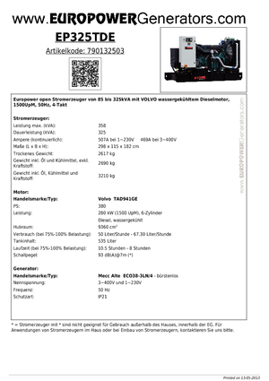 Generatori diesel Europower EP 325 TDE (MA)
