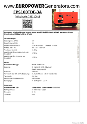 Generatori diesel Europower EPS100TDE-3A (LS)