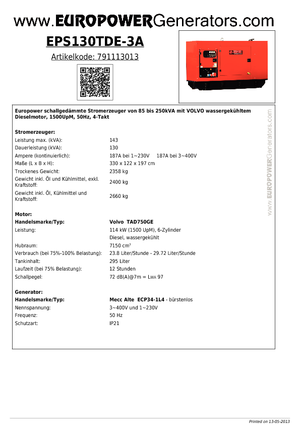 Generatori diesel Europower EPS130TDE-3A (MA)
