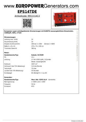 Generatori diesel Europower EPS14TDE (MA)