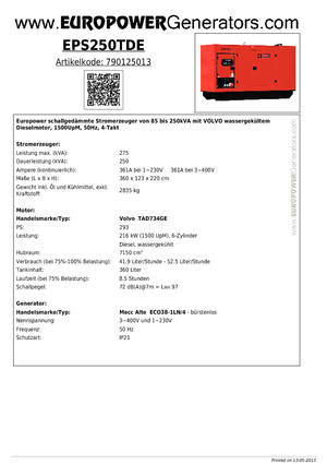 Generatori diesel Europower EPS250TDE (MA)