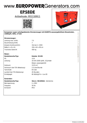 Generatori diesel Europower EPS8DE (S)