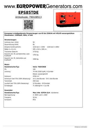 Generatori diesel Europower EPS85TDE (MA)