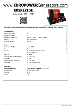 Generatori diesel Europower EPSP 22 TDE (LS)