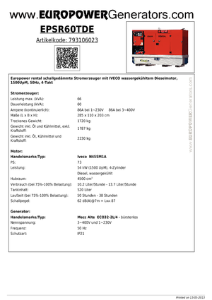 Generatori diesel Europower EPSR60TDE (MA)