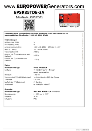 Generatori diesel Europower EPSR85TDE-3A (MA)