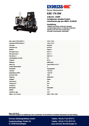 Generatori diesel Endress ESE 170 DW