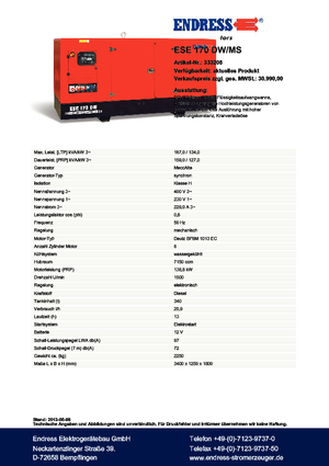 Generatori diesel Endress ESE 170 DW-MS