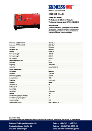 Generatori diesel Endress ESE 30 DL-B