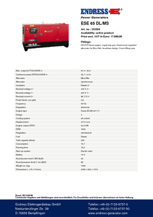 Generatori diesel Endress ESE 65 DL-MS