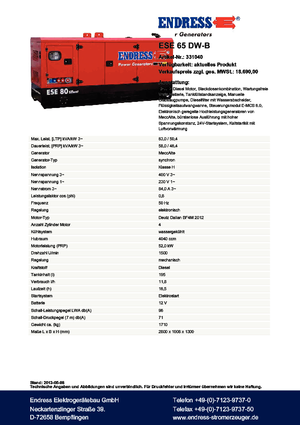 Generatori diesel Endress ESE 65 DW-B