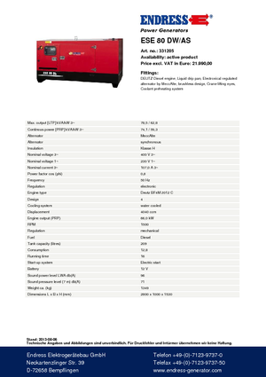 Generatori diesel Endress ESE 80 DW-AS