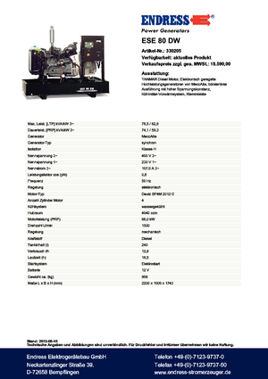 Generatori diesel Endress ESE 80 DW