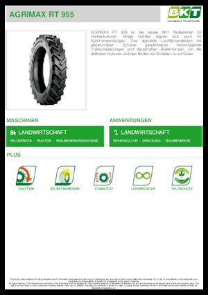 Pneumatici agricoli BKT AGRIMAX RT 955 270/95 R 36