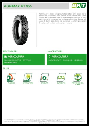 Pneumatici agricoli BKT AGRIMAX RT 955 270/95 R 36