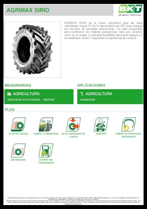 Pneumatici agricoli BKT AGRIMAX SIRIO 540/65 R 38