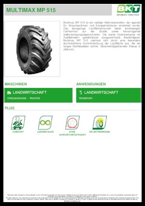 Pneumatici agricoli BKT MULTIMAX MP 515 445/65 R 22.5 MPT
