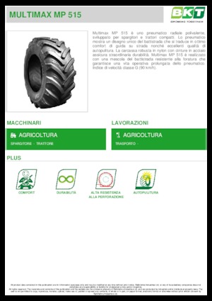 Pneumatici agricoli BKT MULTIMAX MP 515 445/65 R 22.5 MPT