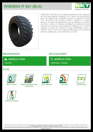 Pneumatici agricoli BKT RIDEMAX IT 697 M+S 600/70 R30