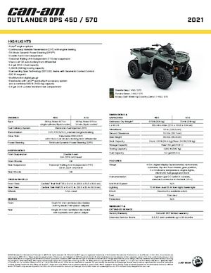 Veicoli fuoristrada & Quad can-am OUTLANDER 450 DPS 