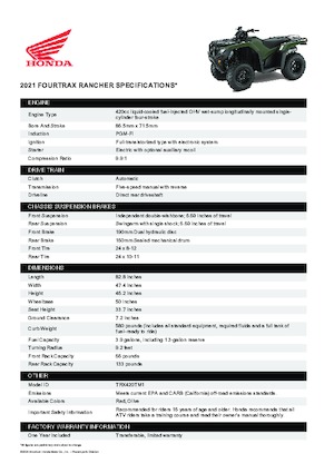 Veicoli fuoristrada & Quad Honda TRX420TM1 