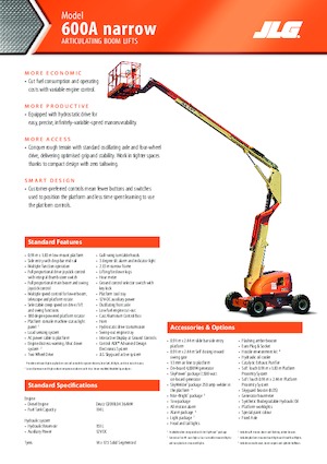 Piattaforme aeree articolate gommate JLG 600AN