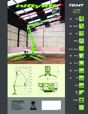 Piattaforme aeree articolate cingolate Niftylift TD34T