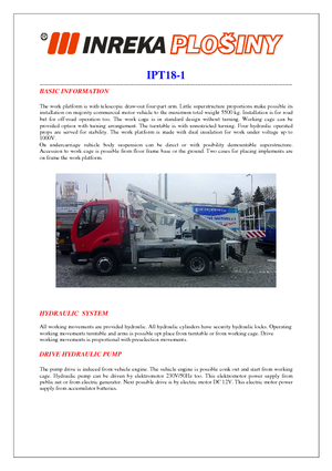 Piattaforme aeree telescopiche autocarrate Inreka IPT 18-1