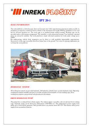 Piattaforme aeree telescopiche autocarrate Inreka IPT 20-1