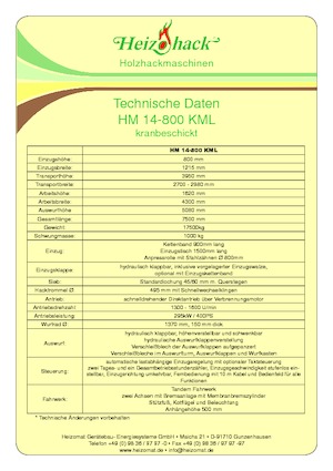 Cippatrici Heizohack HM 14-800 KML