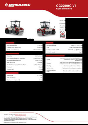 Compattatori stradali vibranti combinati Dynapac CC2200C VI