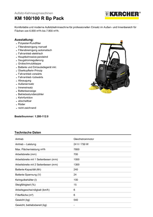 Spazzatrici compatte Kärcher KM 100/100 R Bp Pack