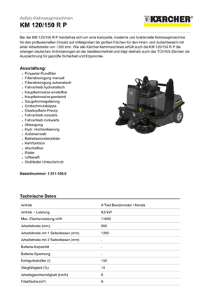 Spazzatrici compatte Kärcher KM 120/150 R P