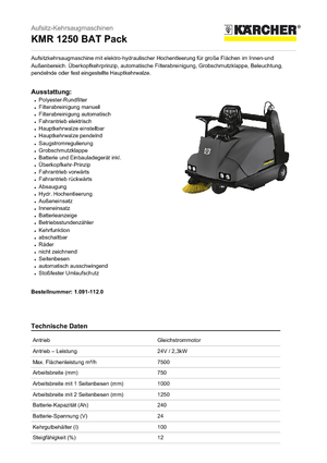 Spazzatrici compatte Kärcher KMR 1250 BAT Pack