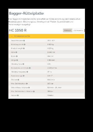 Piastre vibranti montabili Epiroc HC 1050 R 