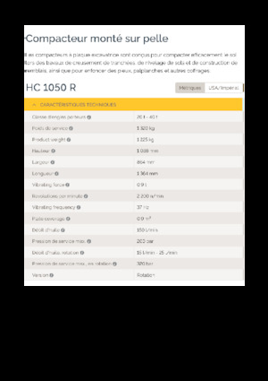 Piastre vibranti montabili Epiroc HC 1050 R 