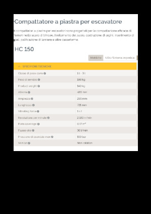 Piastre vibranti montabili Epiroc HC 150 