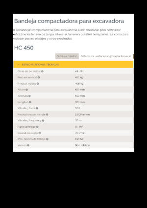 Piastre vibranti montabili Epiroc HC 450 