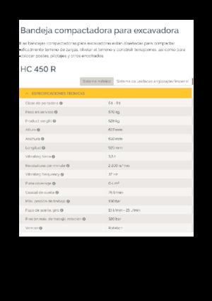 Piastre vibranti montabili Epiroc HC 450 R 