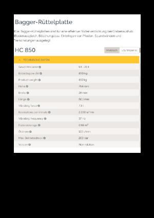 Piastre vibranti montabili Epiroc HC 850 