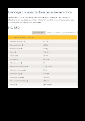 Piastre vibranti montabili Epiroc HC 850 