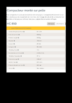 Piastre vibranti montabili Epiroc HC 850 