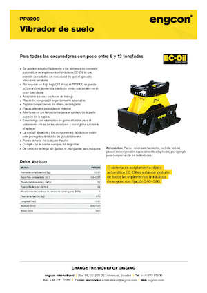 Piastre vibranti montabili engcon PP3200