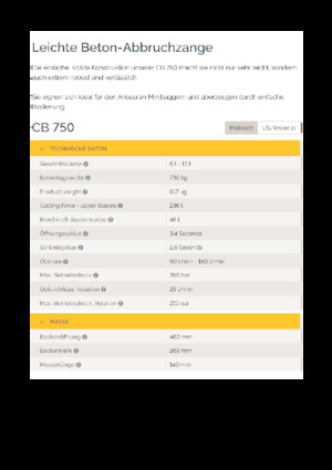 Pinze  idrauliche per calcestruzzo Epiroc CB 750