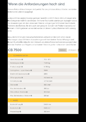 Pinze  idrauliche per calcestruzzo Epiroc CB 7500