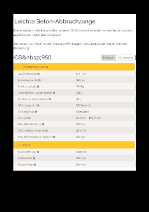 Pinze  idrauliche per calcestruzzo Epiroc CB 950