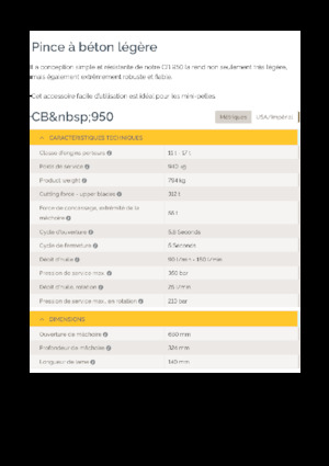 Pinze  idrauliche per calcestruzzo Epiroc CB 950