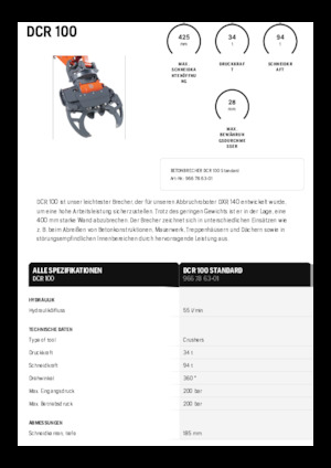 Pinze  idrauliche per calcestruzzo Husqvarna DCR 100