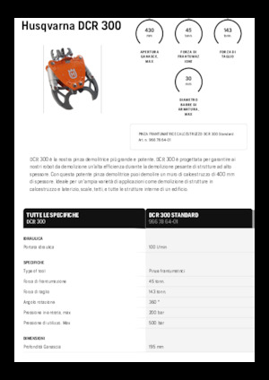Pinze  idrauliche per calcestruzzo Husqvarna DCR 300